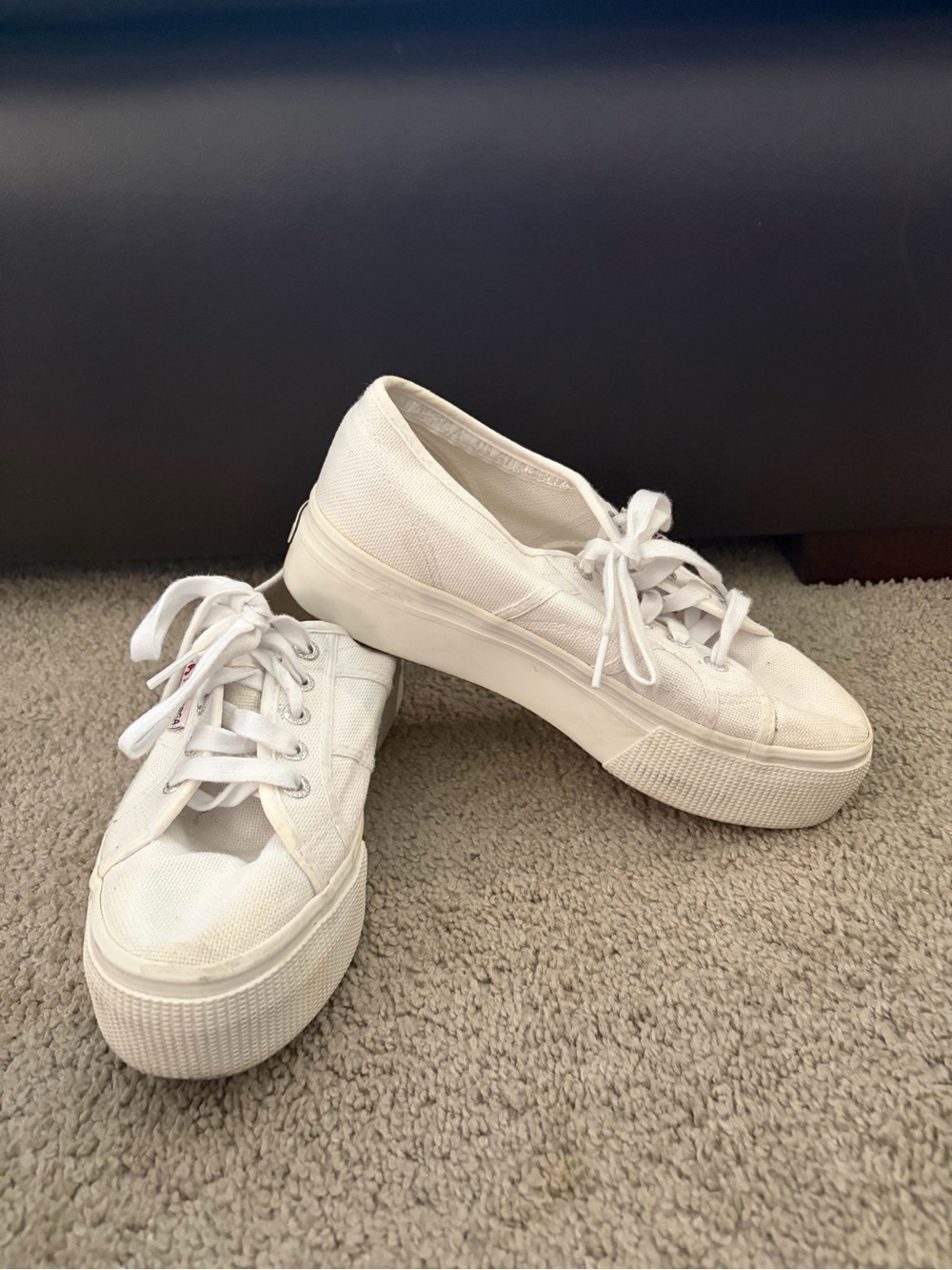 White Superga Platform Canvas Sneakers - Women